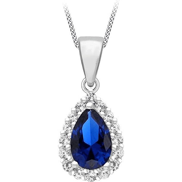 Dije de oro blanco 14K, con zafiro purplepink y halo de diamantes naturales de 1.5.