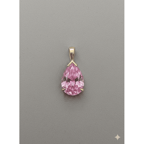 Dije en oro amarillo de 10k con turmalina pera rosa de 1.30ct