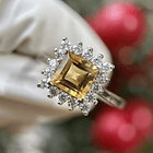 Anillo en oro blanco de 14k con citrino y moissanitas  1