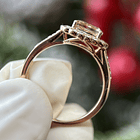 Anillo con morganita y diamante natural en oro rosa de 14k  6