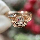 Anillo con morganita y diamante natural en oro rosa de 14k  3