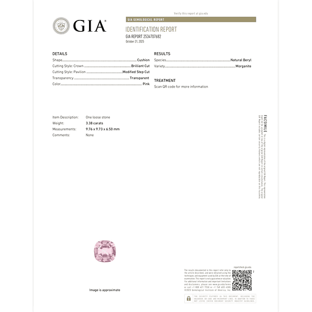 Morganita GIA-3.38ct-9.76x9.73x6.50mm 5