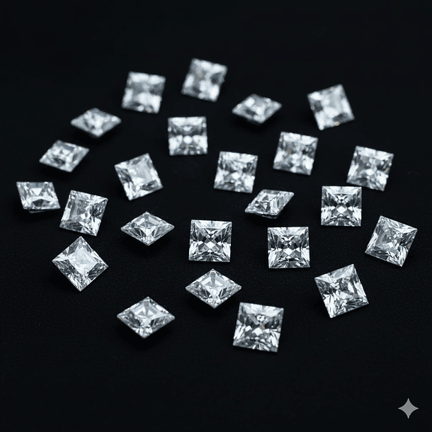 Lote de 7 Moissanitas-0.10ct-3x3mm