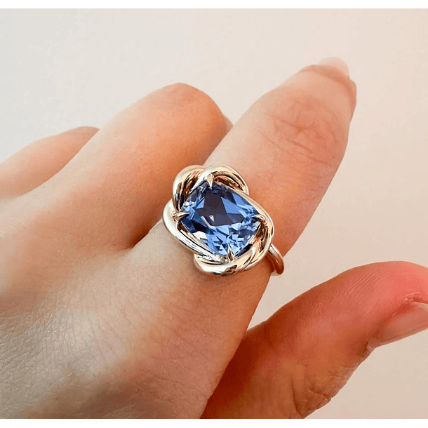 Anillo en plata talla 5 3/4 con Cuarzo lavanda long cushion 11x9x7.2mm