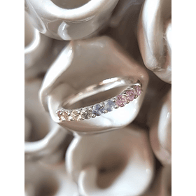 Media churumbela en plata ley 925 con peridoto, turmalina y topacio blanco. Talla 7