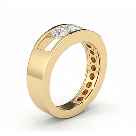 Anillo en oro amarillo de 14k con baño de oro extra con moissanita long cushion de 8x6mm. Talla 11