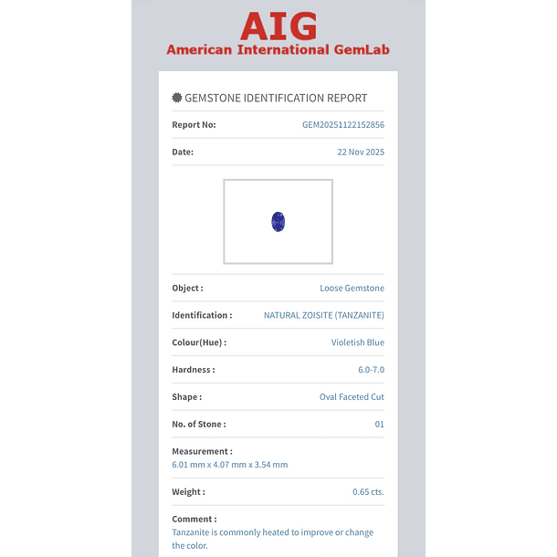 Tanzanita AIG-0.65ct-6.01x4.07x3.54mm 4