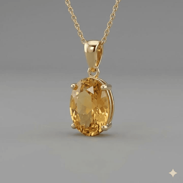 Dije oro amarillo 10k con citrino corte cojín alargado de 8.9x7.9mm