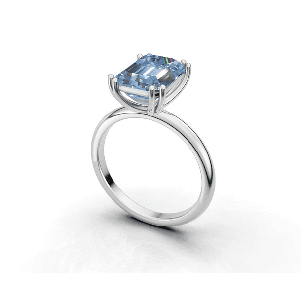 Anillo solitario de plata con platinado, talla 5.5 con Topacio Suizo octagono