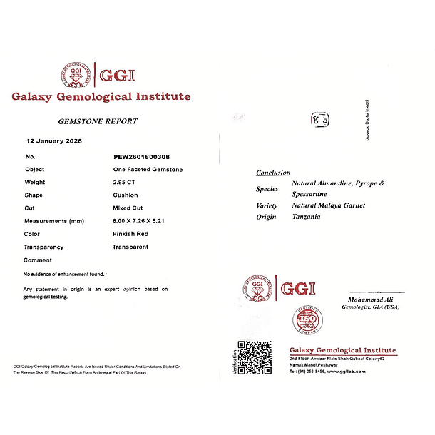 Granate rojo crimson GGI-2.95ct-8x7.26x5.21mm 6