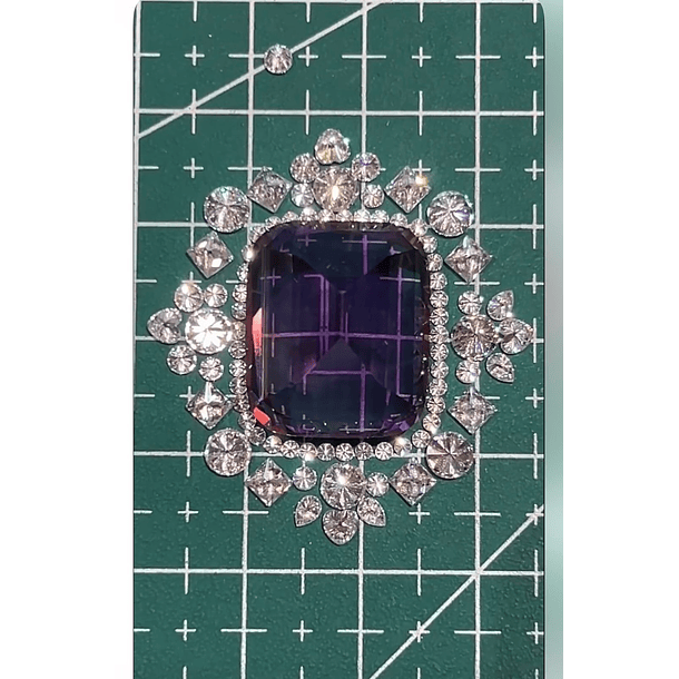 Anillo dije en oro amarillo 14k con Amatista y Moissanitas