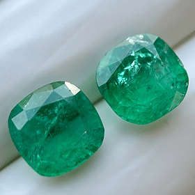 Par de esmeraldas de Zambia AIG-6.24ct-9.20x9.18x5.50mm y 9.11x9.05x5.27mm
