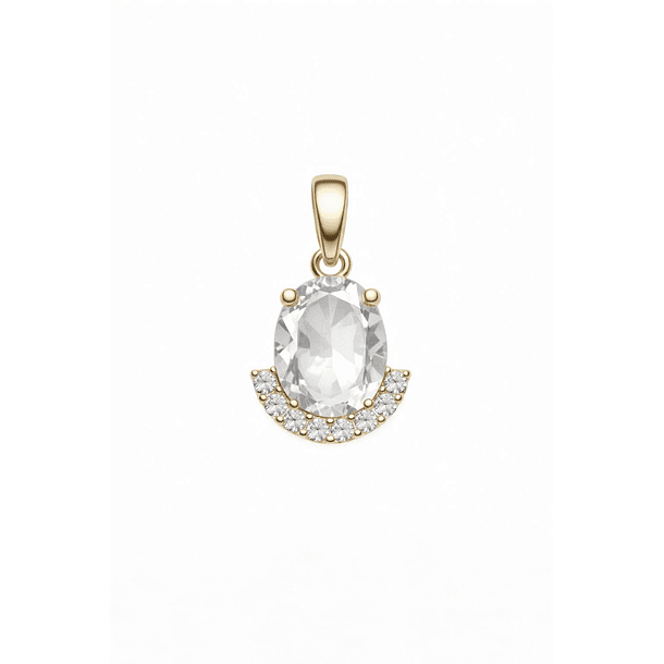 Dije en plata ley 925 con aguamarina oval de 8x6x3.7mm y 9 moissanitas de 1.5mm