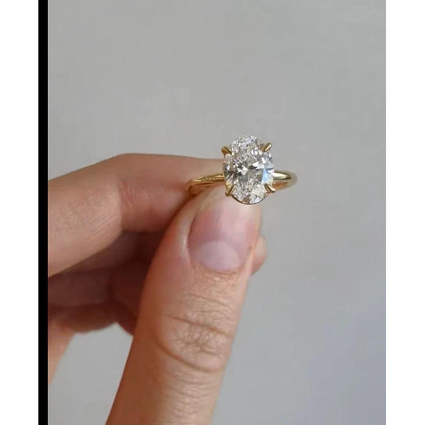 Anillo solitario en oro amarillo 14k talla 7 para alexandrita corte oval 5.3x3.4x2.3mm