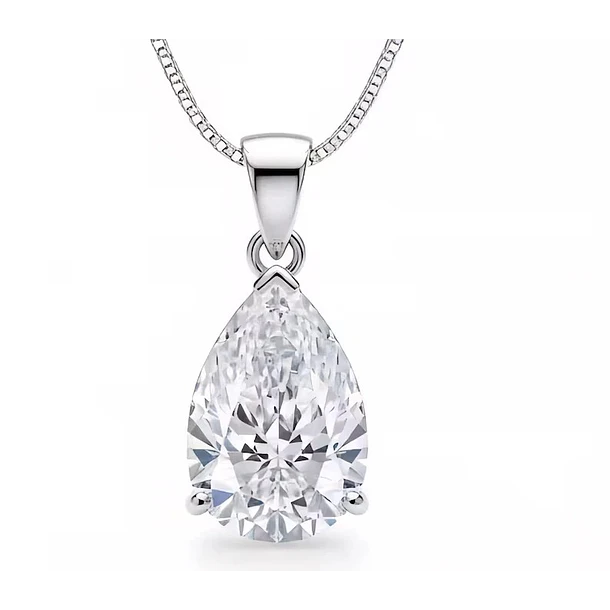 Dije solitario en oro amarillo 14k con Moissanita pera