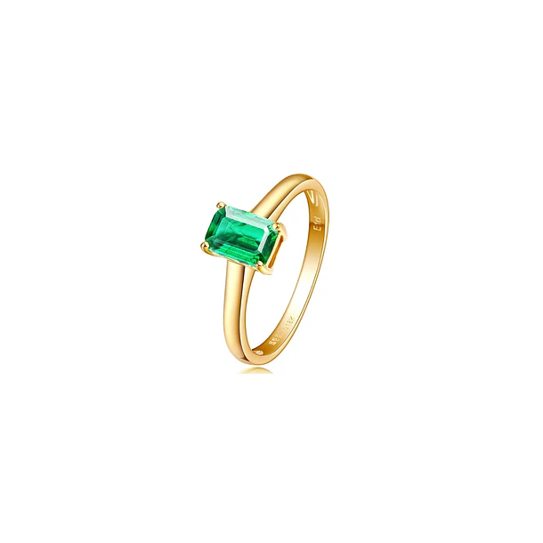 Anillo con esmeralda asscher 6.8x6.5x3.6mm en oro amarillo de 10k talla 6.5