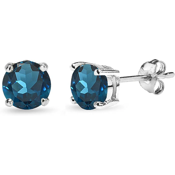 Par de broqueles en oro blanco 14k con Topacio London blue