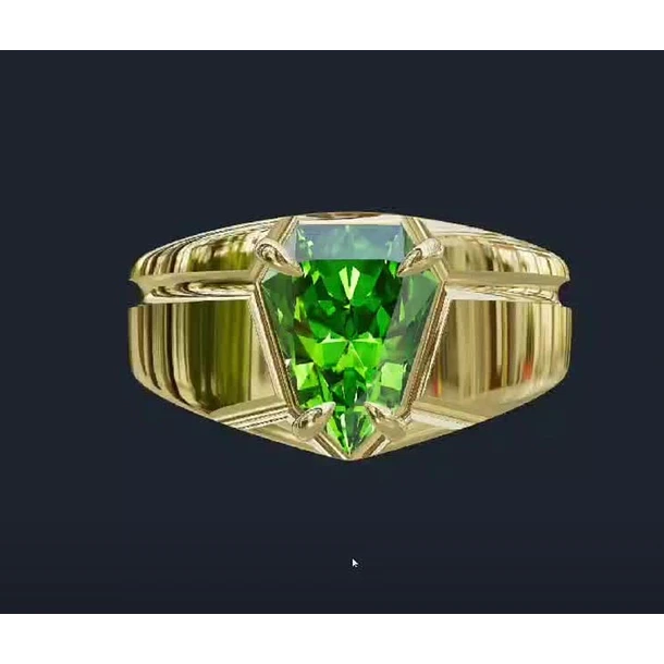 Anillo en oro amarillo de 10k con peridoto certificado en talla 13.5.