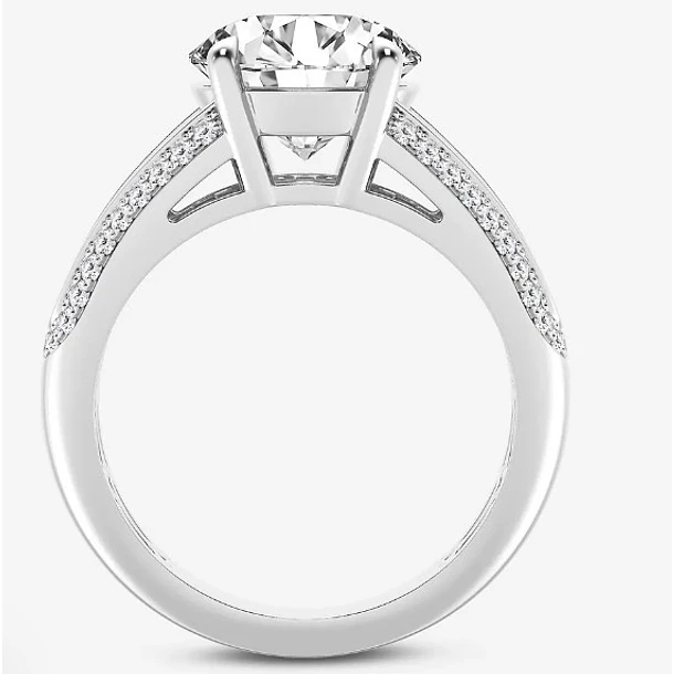 Anillo con Zafiro diamantes y moissanitas en oro blanco 14k talla 7