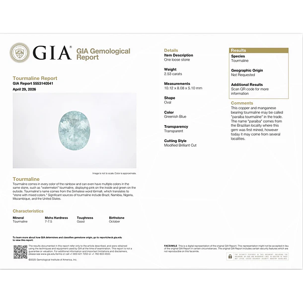Turmalina paraíba GIA-2.53ct-10.12x8.08x5.10mm 4