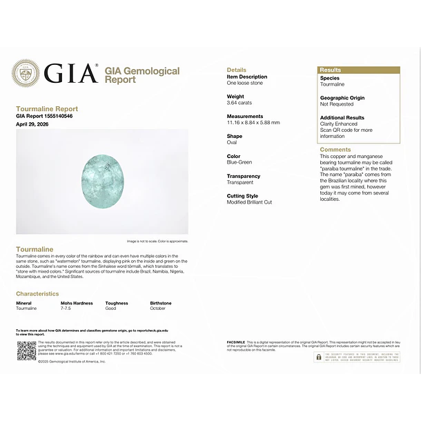 Turmalina Paraiba GIA-3.64ct-11.16x8.84x5.88mm 4