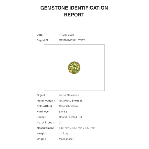 Esfeno certificado por AIG-1.26ct-6.62x6.58x4.52mm 2