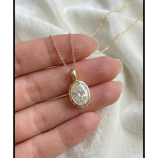 Dije a bisel con cadena de 45cm en plata con citrino oval