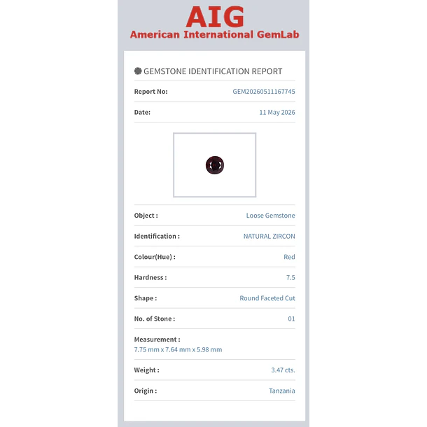 Circón AIG-3.47ct-7.75x7.64x5.98mm 3