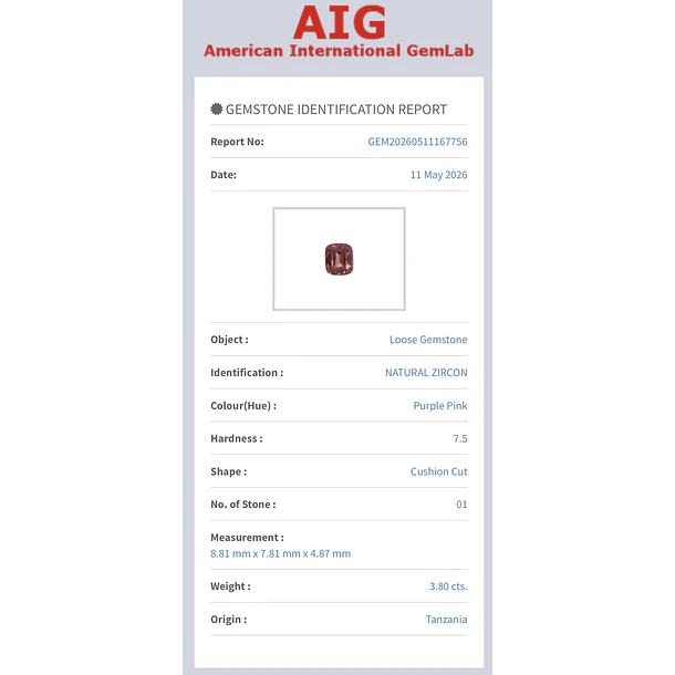 Circón AIG-3.80ct-8.81x7.81x4.87mm 4
