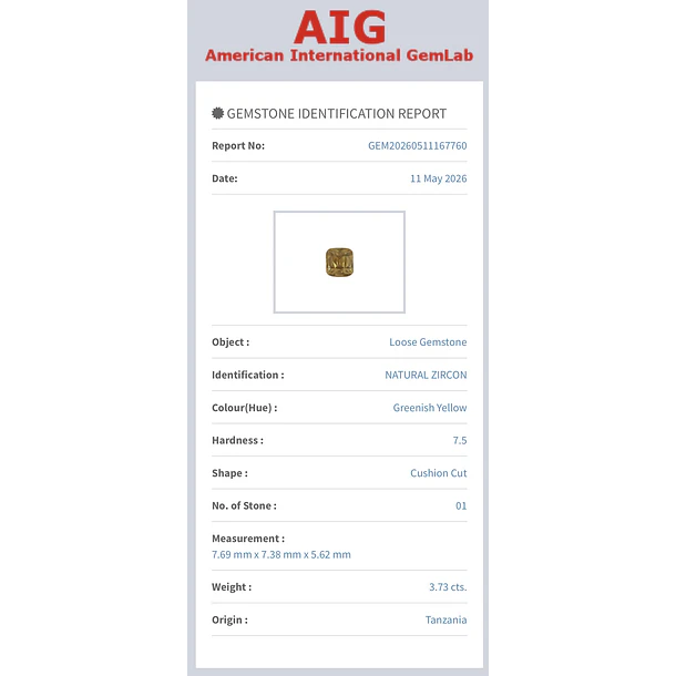 Circón natural AIG-3.73ct-7.69x7.38x5.62mm 4