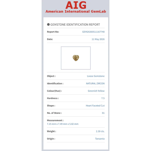 Circón natural AIG-2.30ct-7.15x7.49x5.02mm 4