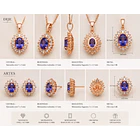 Juego de Joyería completa con Tanzanitas y Moissanitas. Anillo, dije y broqueles 2