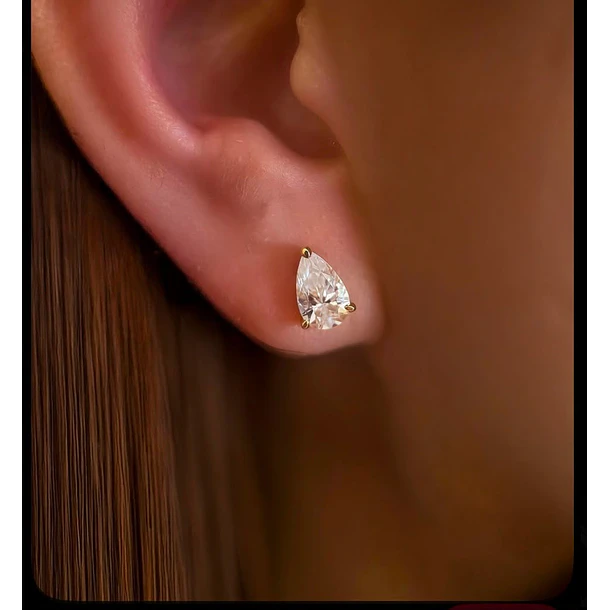 Broqueles en plata con citrinos corte pera 7.7x5.8mm canasta con uñas