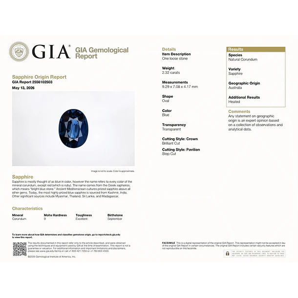 Zafiro GIA-2.35ct-9.2x7x4mm 4