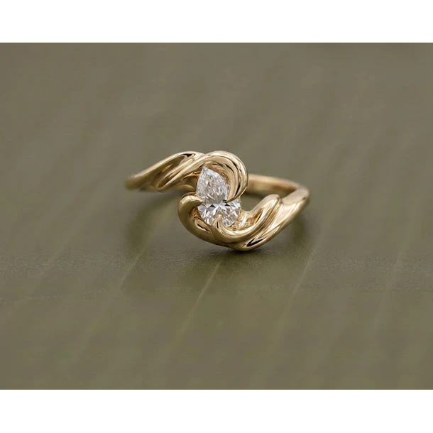 Anillo en oro amarillo de 14k con aguamarina certificada en talla 6.5