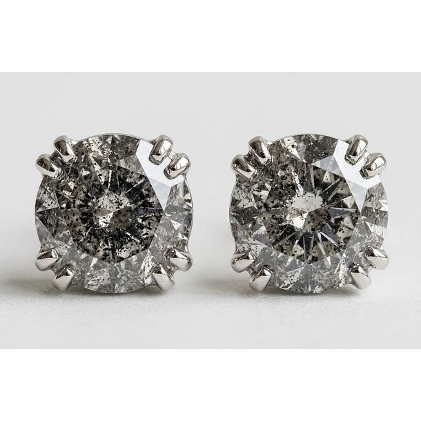 Juego de 2 pares de broqueles en oro de 14k con Diamante salt & Pepper