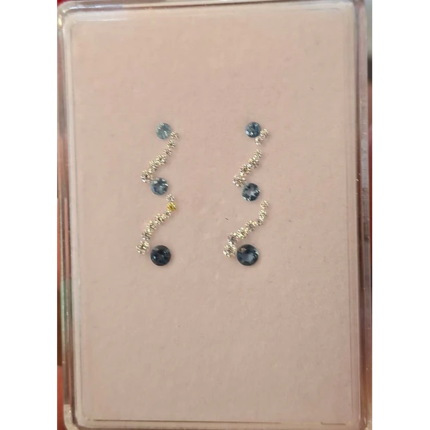 Set pendientes sky blue: topacio azul, london blue y suizo con moissanitas 
