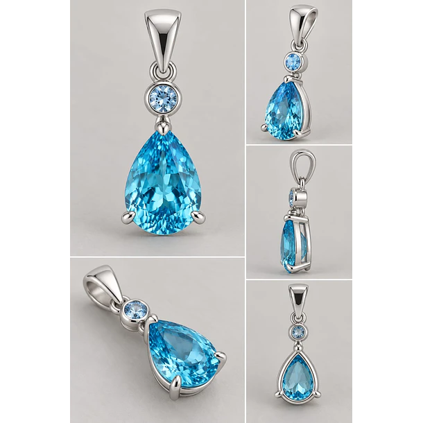 Dije en plata 925 topacio azul y piedra luna
