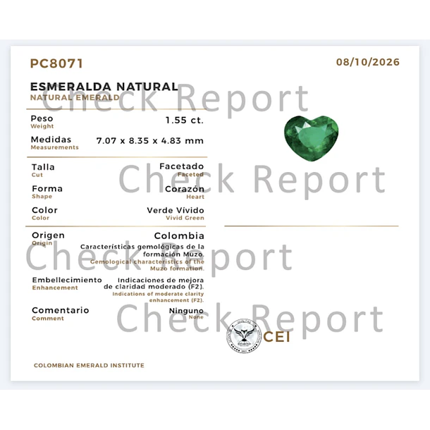 Esmeralda colombiana CEI-1.55ct-7.07x8.35x4.83mm 4