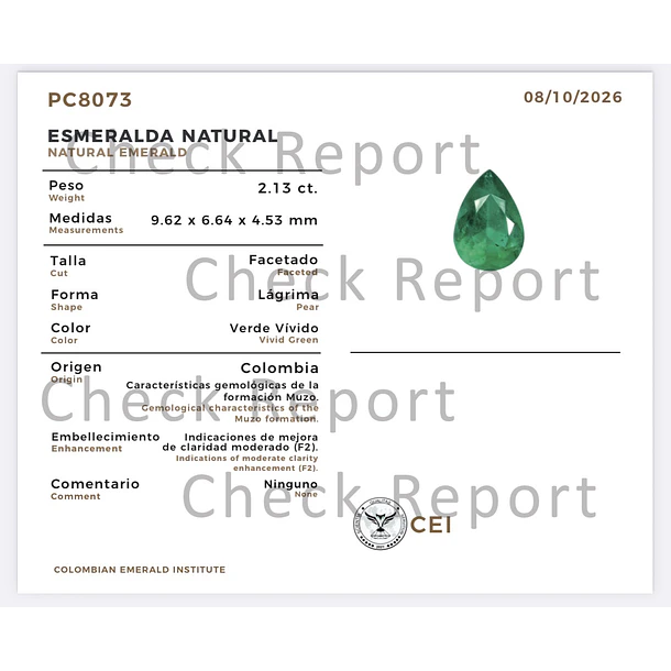 Esmeralda colombiana CEI-2.13ct-9.62x6.64x4.53mm 3