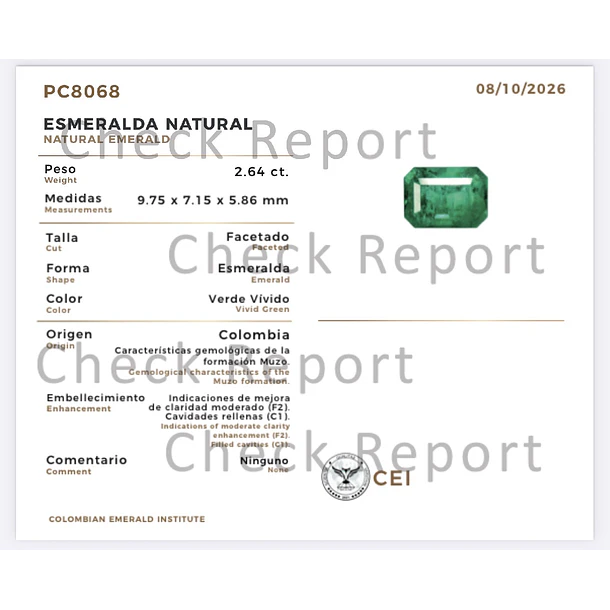 Esmeralda colombiana CEI-2.64ct-9.75x7.15x5.86mm 4