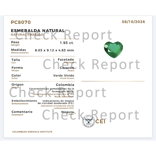 Esmeralda colombiana CEI-1.93ct-8.03x9.12x4.63mm 3