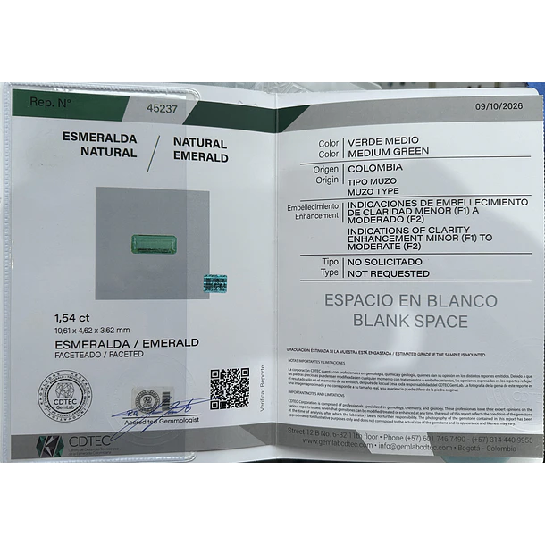 Esmeralda colombiana CDTEC-1.54ct-10.61x4.62x3.62mm 4