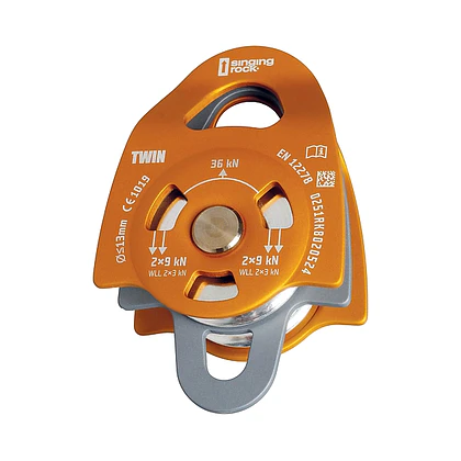 Polea Doble - Twin Roll 36KN Naranja Singing Rock