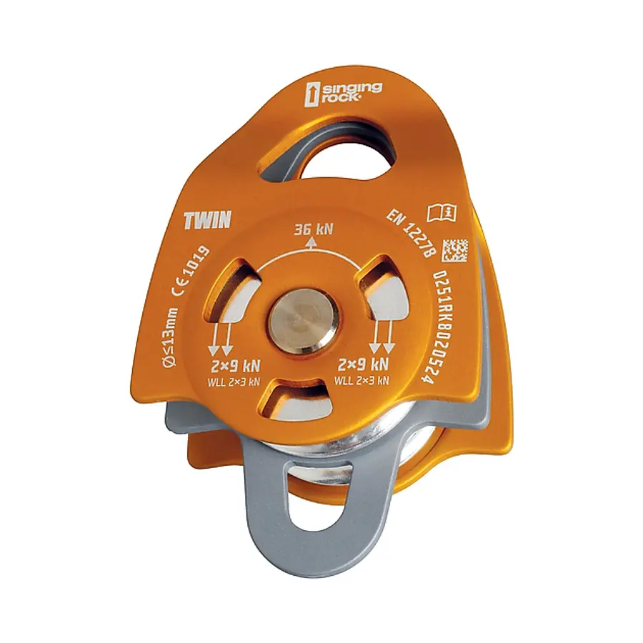 Polea Doble - Twin Roll 36KN Naranja Singing Rock