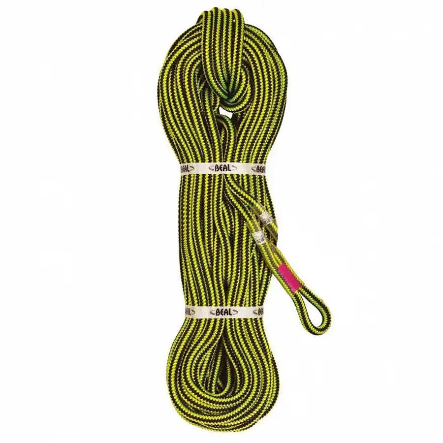 Cuerda Semi Estatica Ginkgo 12 mm X 50 m  + 1 Sewn Termination Negro/Amarillo BEAL