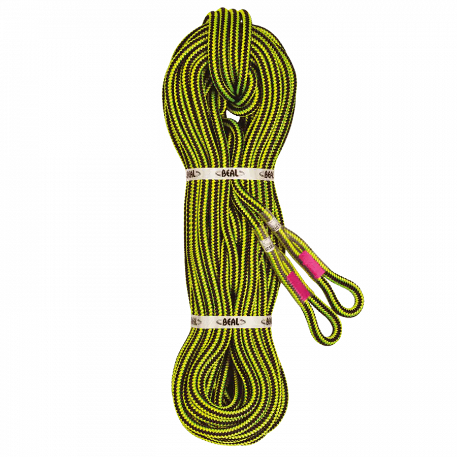 Cuerda Semi Estática de Arborismo GINKGO 12 mm x 60 Mt + 2 Terminación cosida negro/amarillo – BEAL