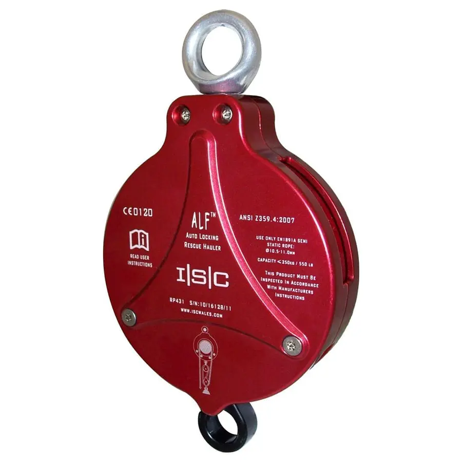 Polea Simple bloqueadora asistida R-ALF doble via con ojetillo roja – ISC