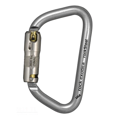 Mosquetón Acero Tipo D 3 Tiempos 50kN RockSteel Auto-Lock (M31-TL) NFPA-ANSI – Rock Exotica