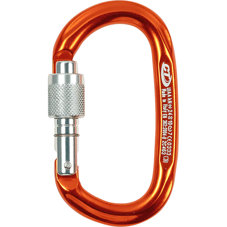 Mosquetón Aluminio Oval Rosca 24kN Pillar SG Naranjo – Climbing Technology